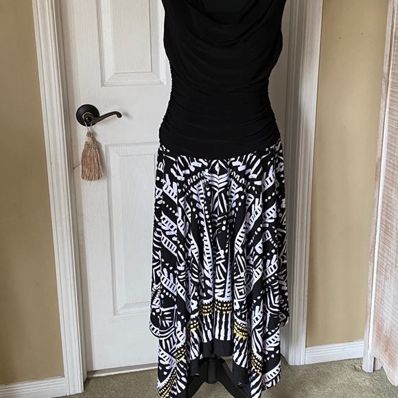Midi Dress with Sharkbite Hem and Ruched Bodice, Size 10 - Picture 1 of 13